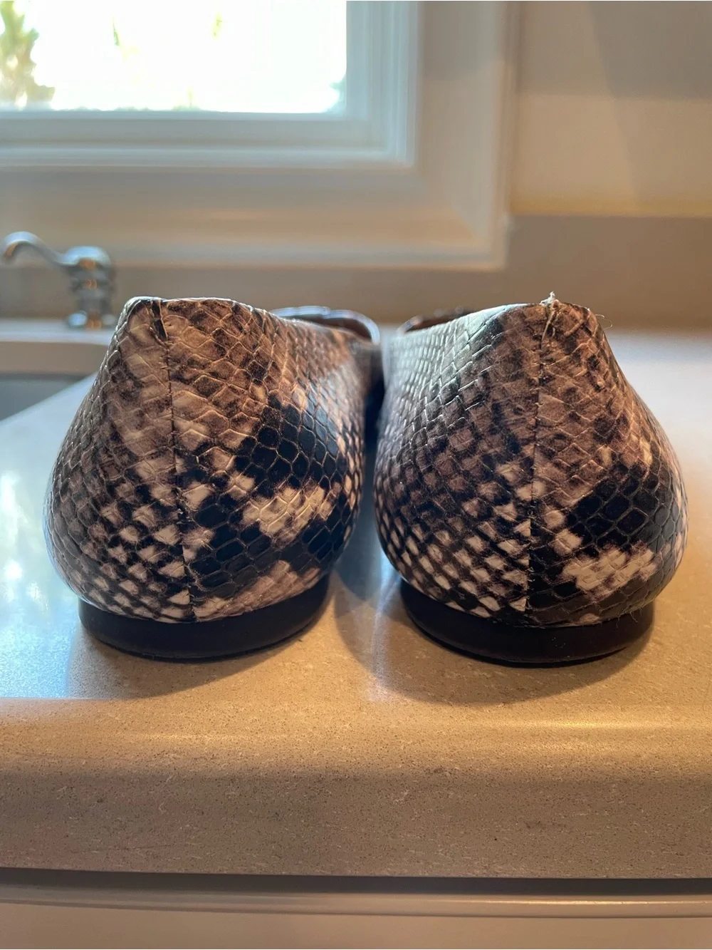 Tory Burch Lowell Snake Print Ballet Flats | Brown/Cream